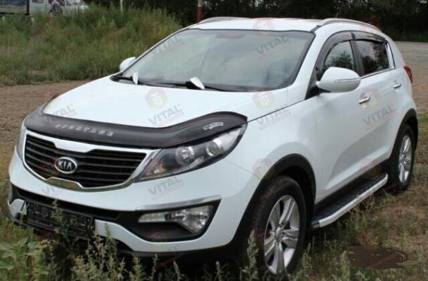 Дефлектор капота (мухобойка) KIA Sportage с 2010-2015 г.в. (Киа Спортаж) Вип Тюнинг